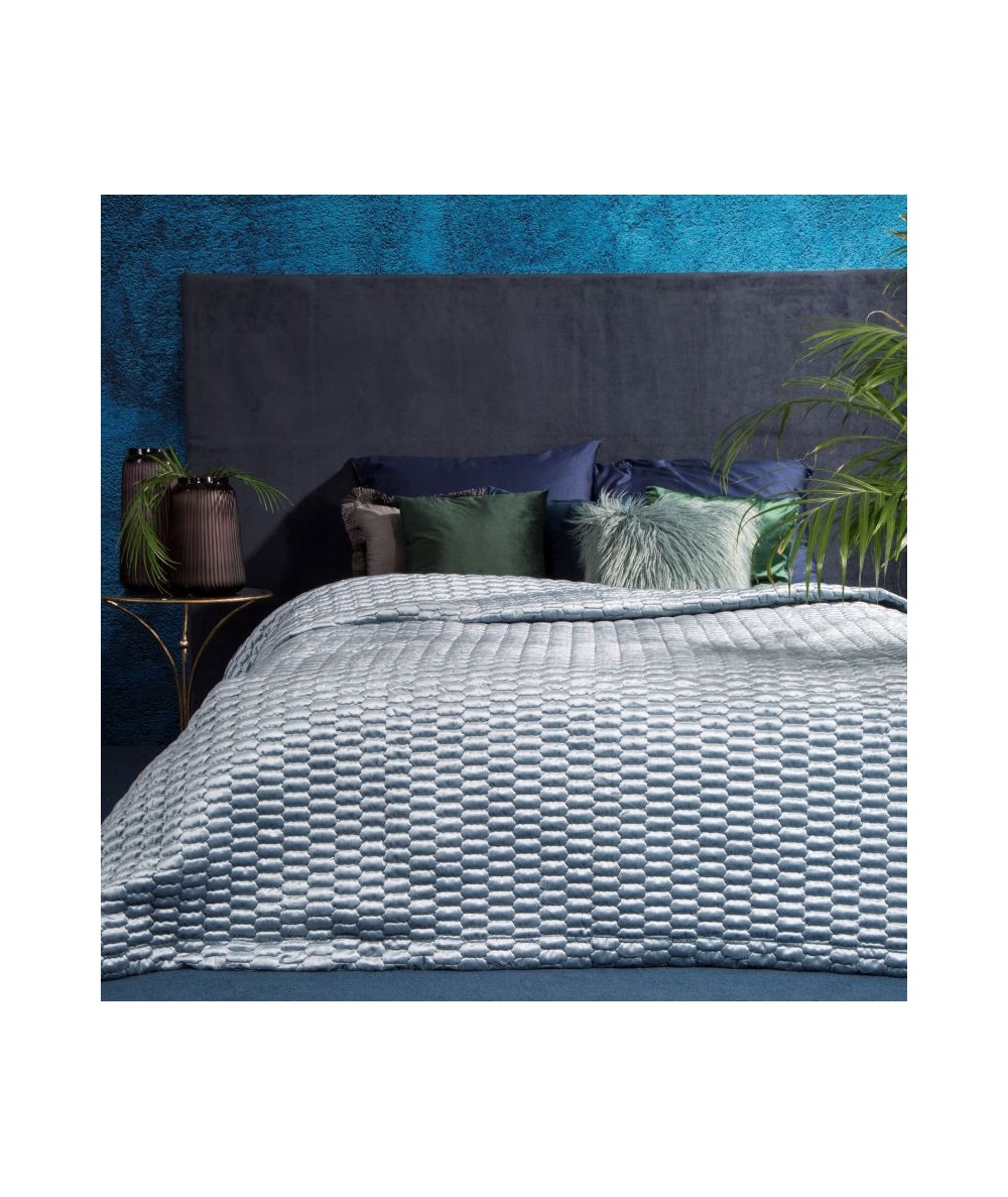 Narzuta velvet Alli 220x240 niebieska