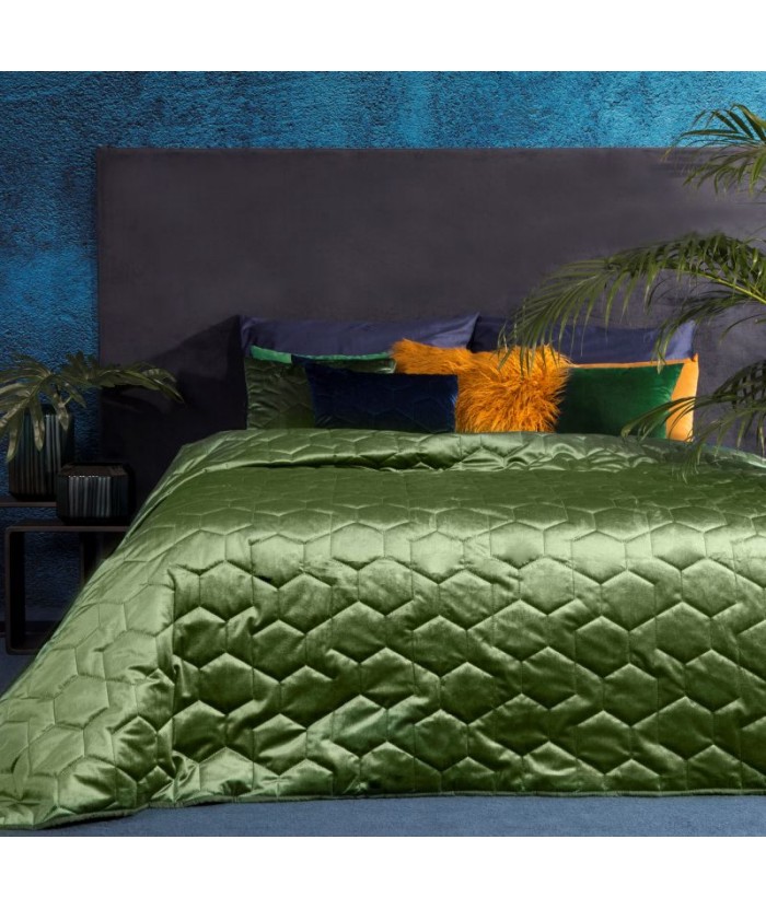 Narzuta velvet Isla 170x210 oliwkowa Eurofirany Narzuta velvet Isla 170x210 oliwkowa