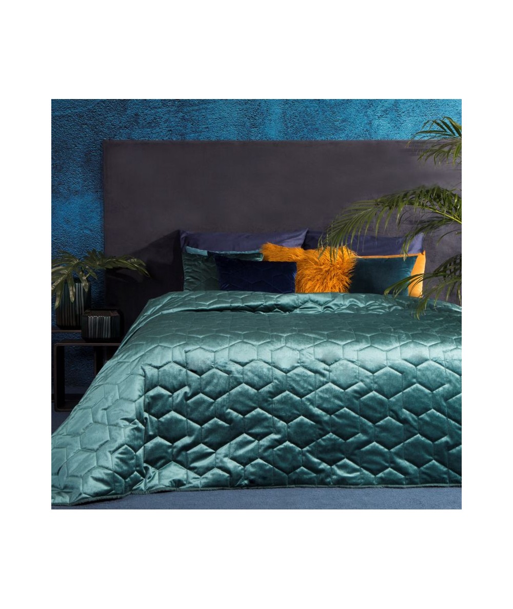 Narzuta velvet Isla 170x210 turkusowa
