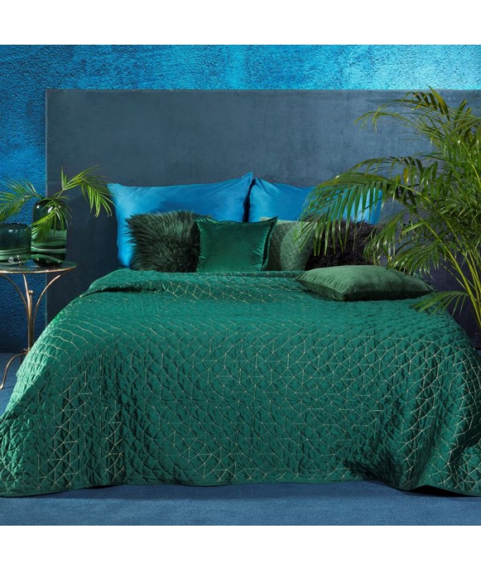 Narzuta velvet Willy 220x240 ciemnozielona Eurofirany Narzuta velvet Willy 220x240 ciemnozielona