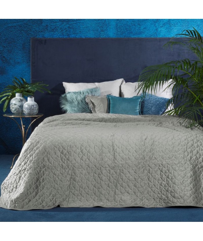 Narzuta velvet Willy 220x240 srebrna
