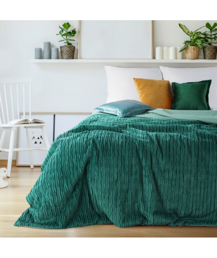 Narzuta velvet Avilla 220x240 ciemnozielona Eurofirany Narzuta velvet Avilla 220x240 ciemnozielona