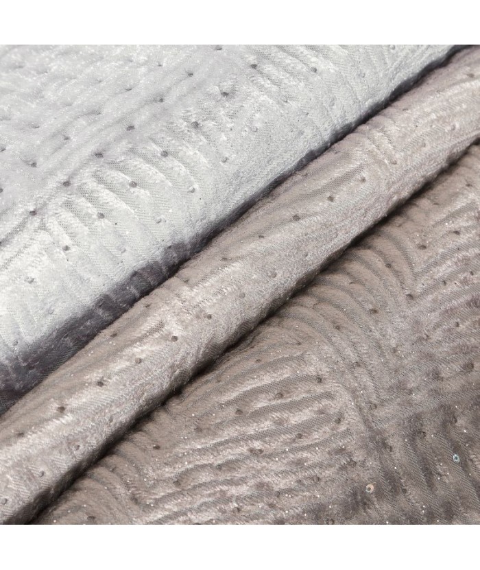 Narzuta velvet Pia 170x210 srebrna/grafitowa Eurofirany Narzuta velvet Pia 170x210 srebrna/grafitowa