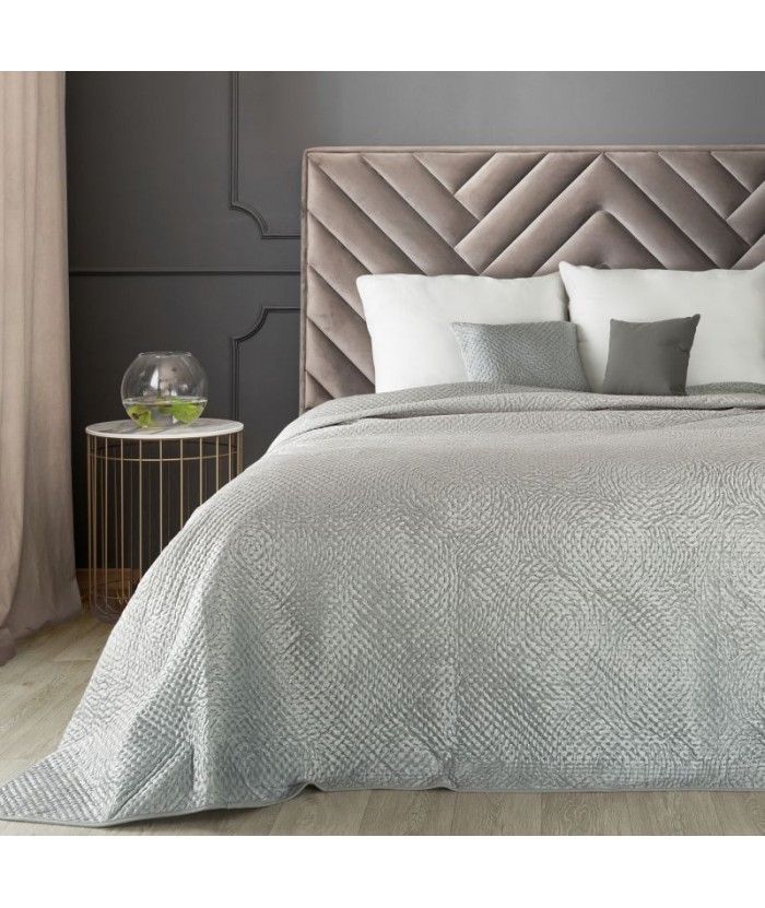 Narzuta velvet Raquel 170x210 srebrna Eurofirany Narzuta velvet Raquel 170x210 srebrna