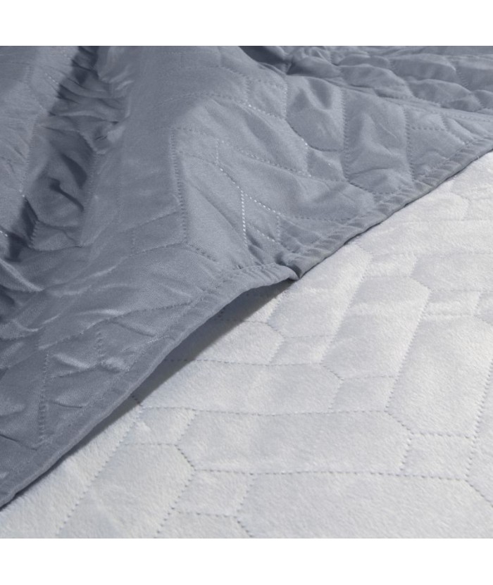 Narzuta velvet Luiz 220x240 biała/srebrna Eurofirany Narzuta velvet Luiz 220x240 biała/srebrna