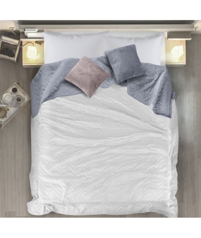 Narzuta velvet Luiz 220x240 biała/srebrna Eurofirany Narzuta velvet Luiz 220x240 biała/srebrna