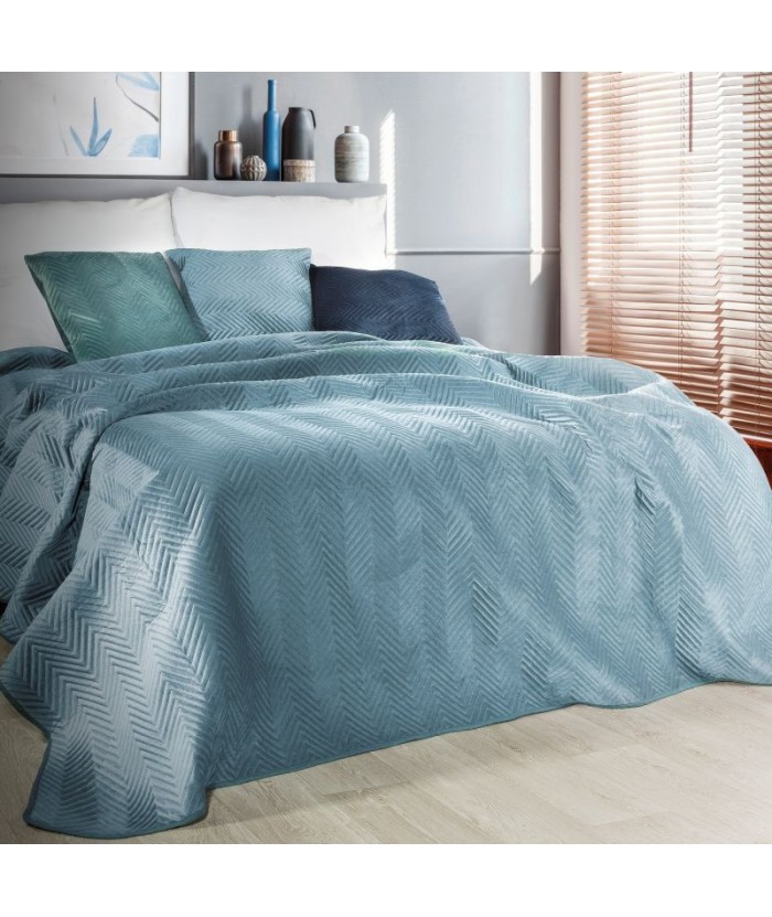 Narzuta velvet Sofia 170x210 niebieska Eurofirany Narzuta velvet Sofia 170x210 niebieska