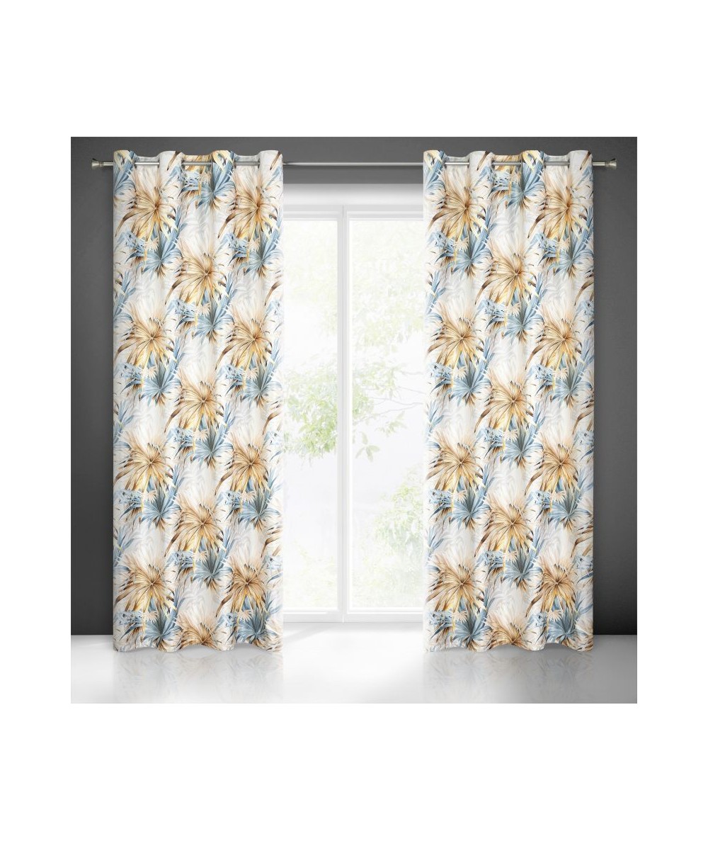 Zasłona welwetowa Verona 140x250 beżowa/niebieska Zasłona welwetowa Verona 140x250 beżowa/niebieska