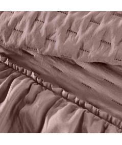 Narzuta Libi 170x210 z falbanami pudrowa