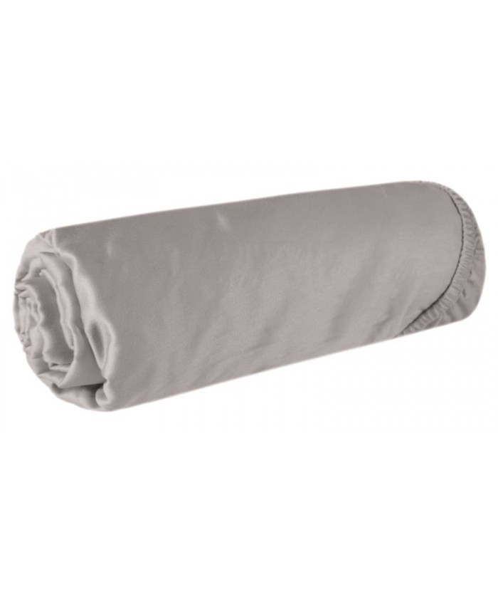 Prześcieradło wysokie satyna bawełniana 200x220x30 z gumką popielate