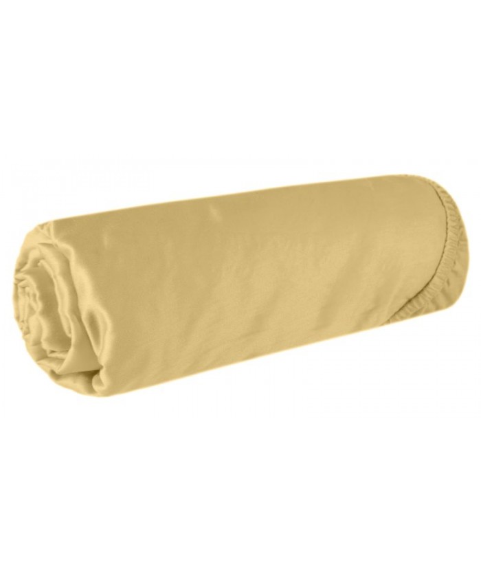 Prześcieradło wysokie satyna bawełniana 160x200x30 z gumką musztardowe