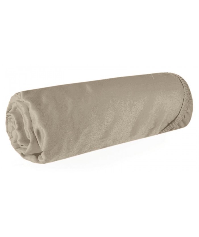 Prześcieradło wysokie satyna bawełniana 180x200x30 z gumką beżowe