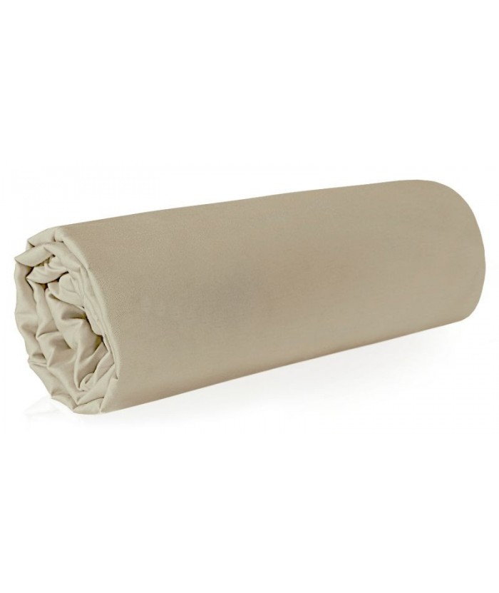 Prześcieradło satyna bawełniana 160x210 bez gumki beżowe 