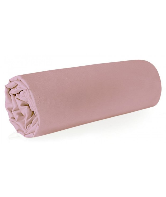 Prześcieradło satyna bawełniana 180x210 bez gumki pudrowe 