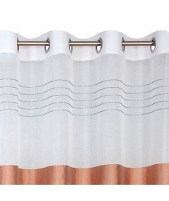 Zasłona z etaminy Sandy 140x250 biała/kawowa 