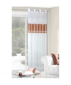 Zasłona z etaminy Sandy 140x250 biała/kawowa 