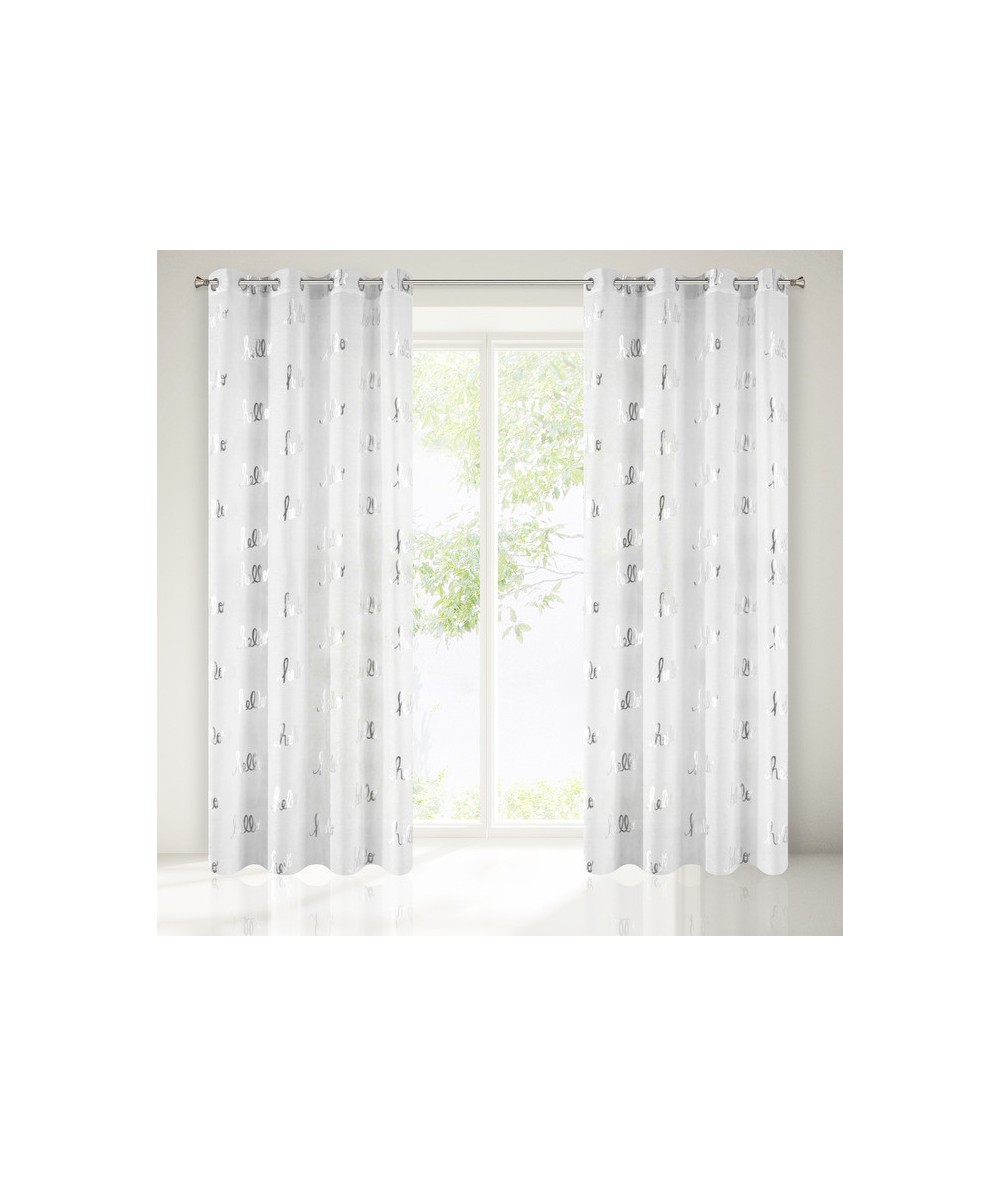 Firana Hello 140x250 biała/srebrna Firana Hello 140x250 biała/srebrna