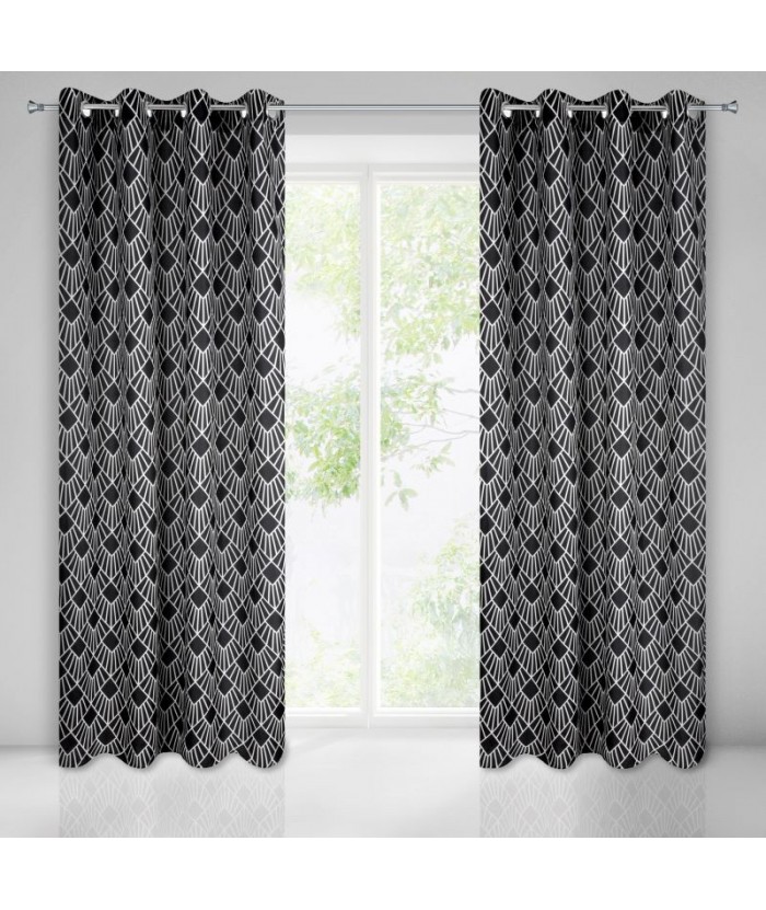 Zasłona Kerry 140x250 czarna/biała