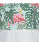 Zasłona z koronką Botanic 140x250 zielona/biała