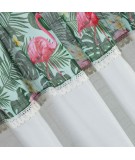 Zasłona z koronką Botanic 140x250 zielona/biała