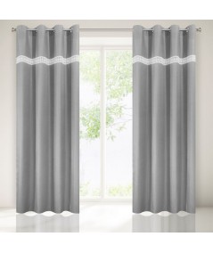 Zasłona z koronką Dori 140x250 stalowa