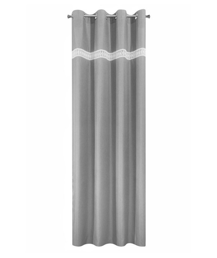 Zasłona z koronką Dori 140x250 stalowa
