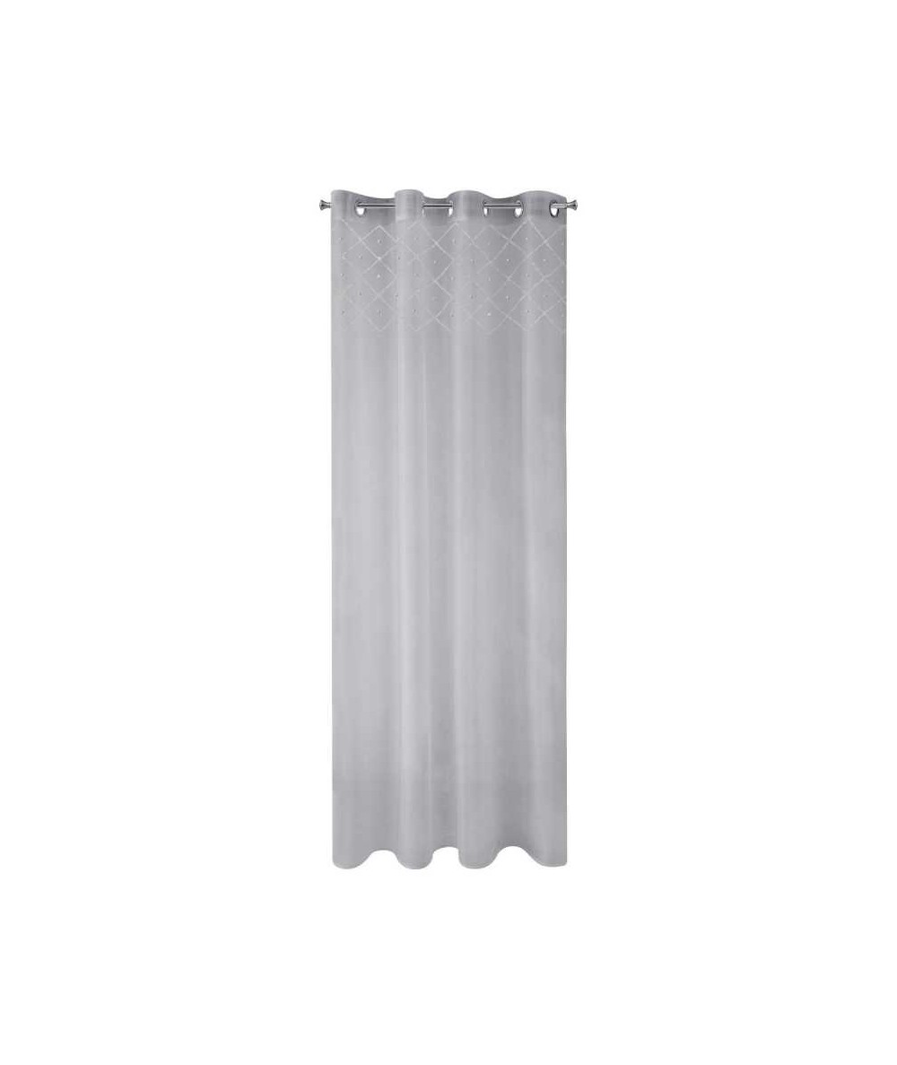 Firana z dżetami i perłami Perla 140x250 srebrna