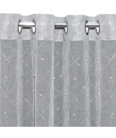 Firana z dżetami i perłami Perla 140x250 srebrna
