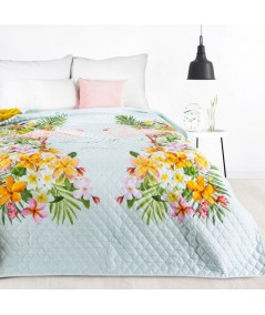 Narzuta z nadrukiem Flamingo 170x210 miętowa/różowa