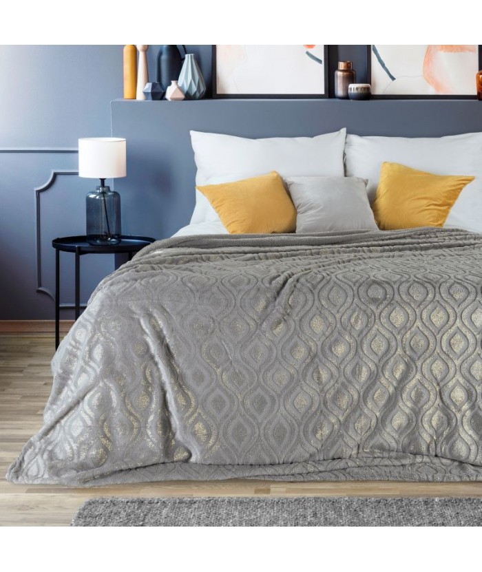 Narzuta z nadrukiem Lucinda 170x210 srebrna/szampan