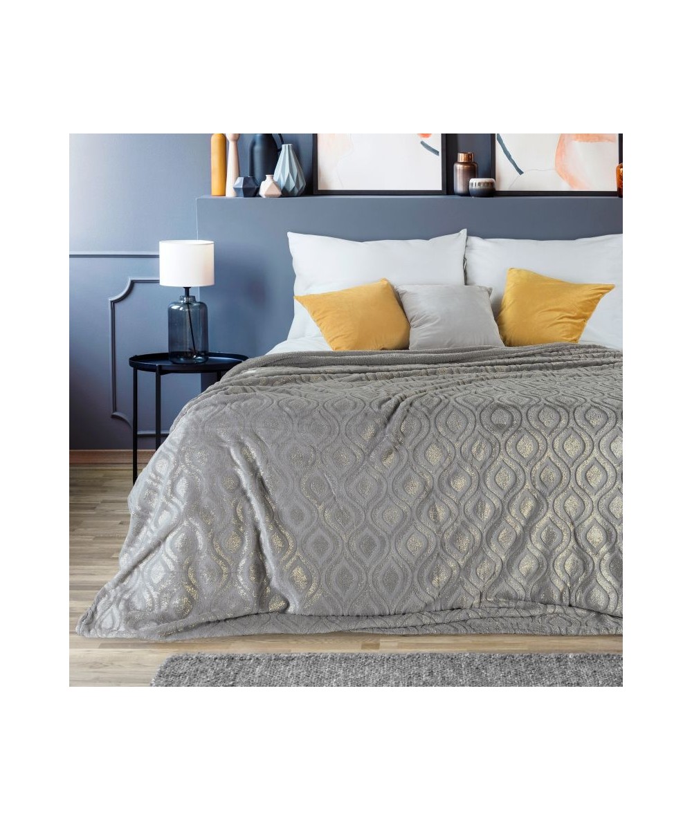 Narzuta z nadrukiem Lucinda 170x210 srebrna/szampan