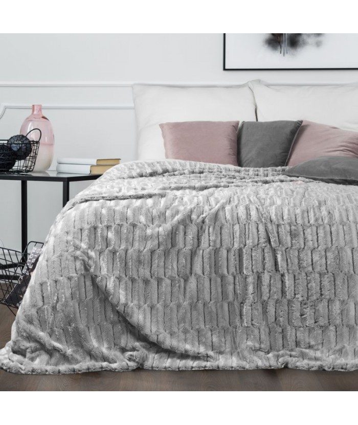 Narzuta futrzana Belinda 70x160 srebrna