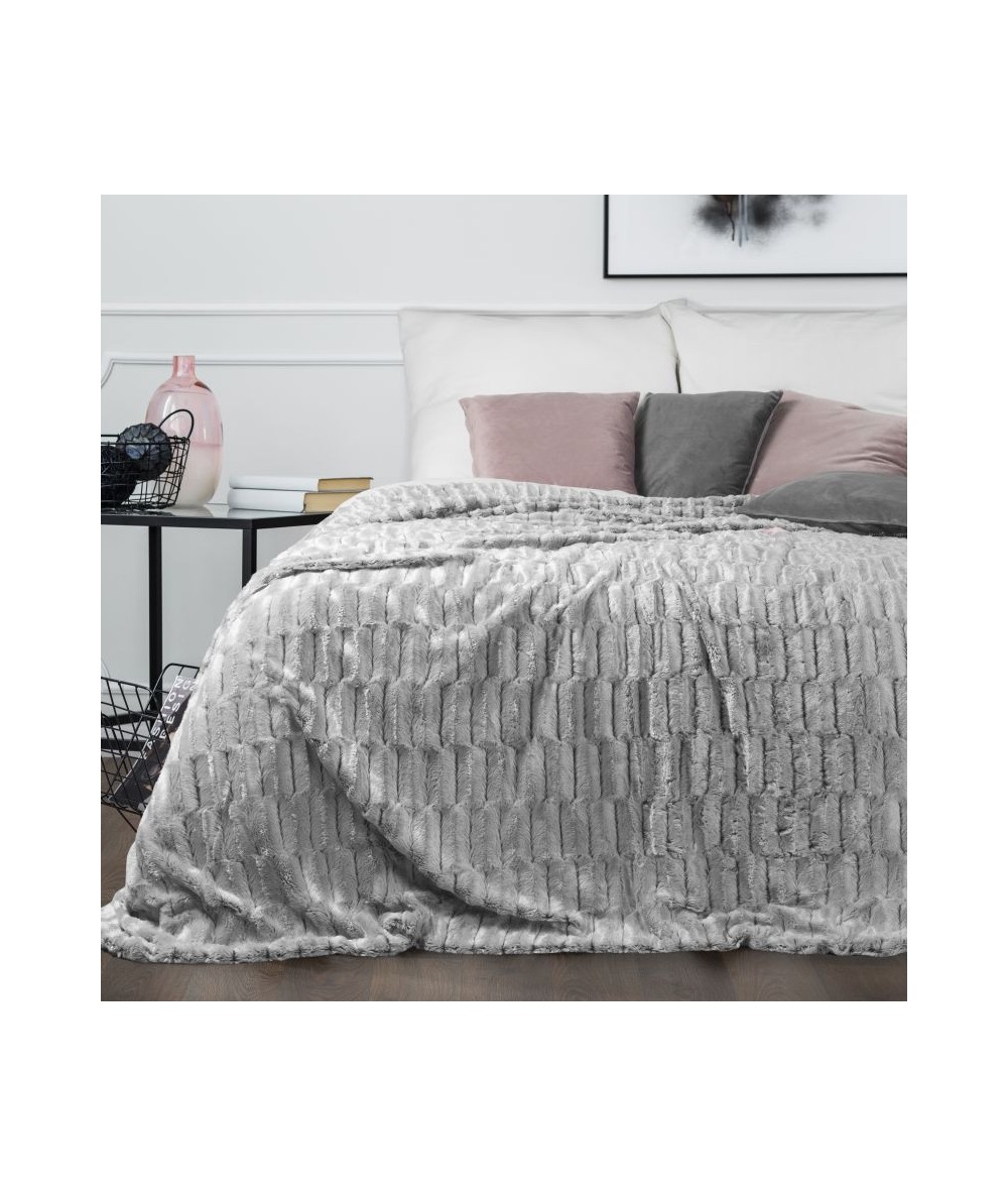 Narzuta futrzana Belinda 70x160 srebrna