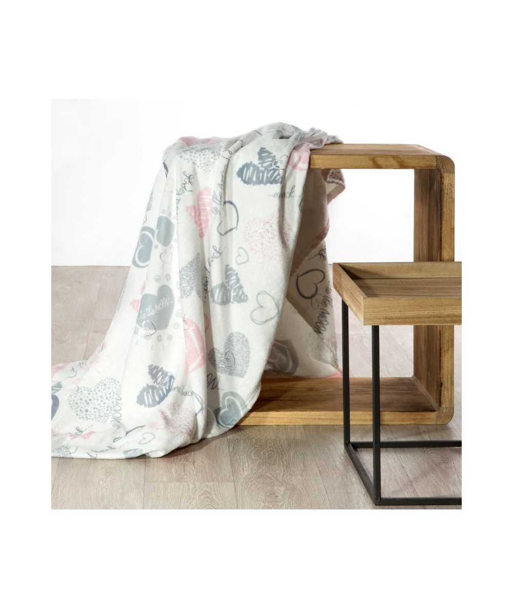 Koc pluszowy Love 150x200 biały/srebrny