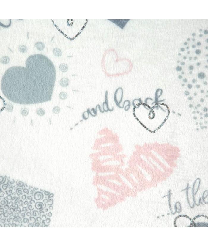 Koc pluszowy Love 150x200 biały/srebrny