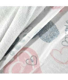 Koc pluszowy Love 150x200 biały/srebrny