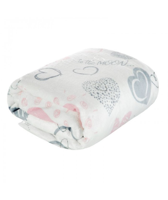 Koc pluszowy Love 150x200 biały/srebrny