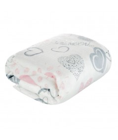 Koc pluszowy Love 150x200 biały/srebrny