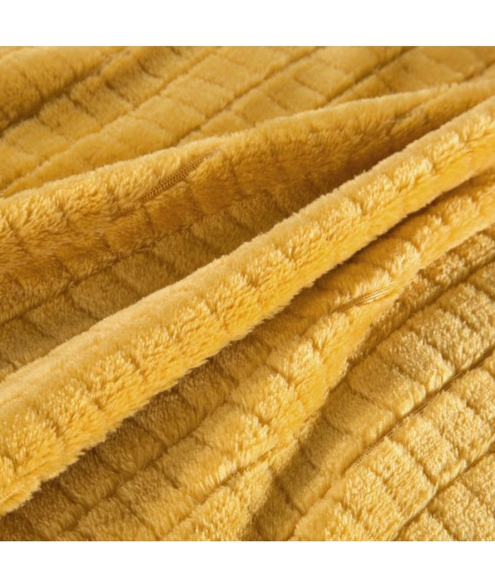 Koc pluszowy Cindy 2 150x200 musztardowy