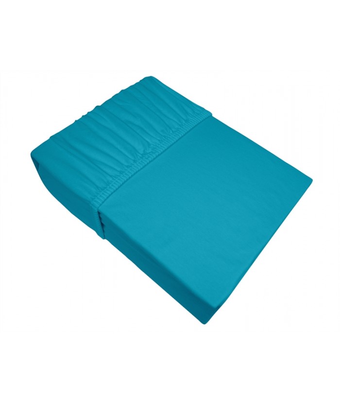 Prześcieradło bawełna jersey plus Bielbaw 140X200 z gumką turkusowe