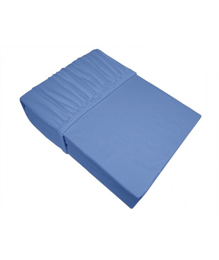 Prześcieradło bawełna jersey plus Bielbaw 140X200 z gumką niebieskie