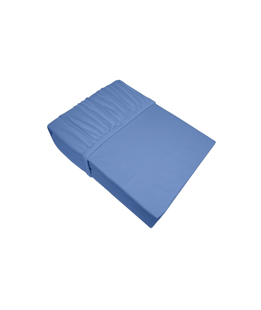 Prześcieradło bawełna jersey plus Bielbaw 140X200 z gumką niebieskie