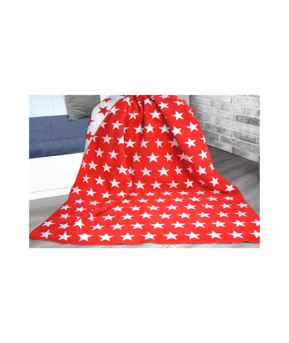 Koc bawełniany Glamour 150x200 Red Stars
