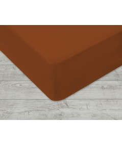 Prześcieradło bawełna jersey 140x200 z gumką brązowe