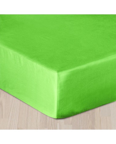 Prześcieradło satyna bawełniana z gumką 200x200 limonka