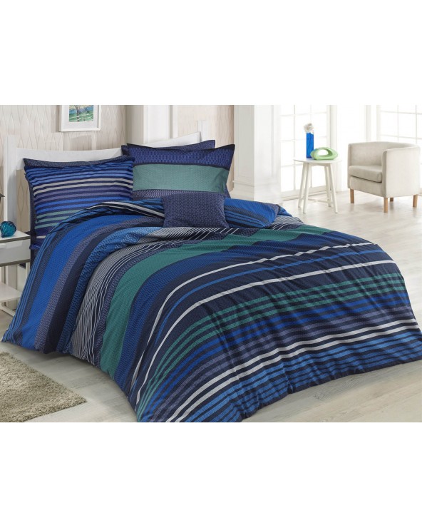 Pościel bawełniana Marley Blue 160x200 + 2x70x80