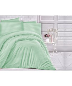 Pościel satyna bawełniana CIZGILI 160x200 + 2x70x80 green