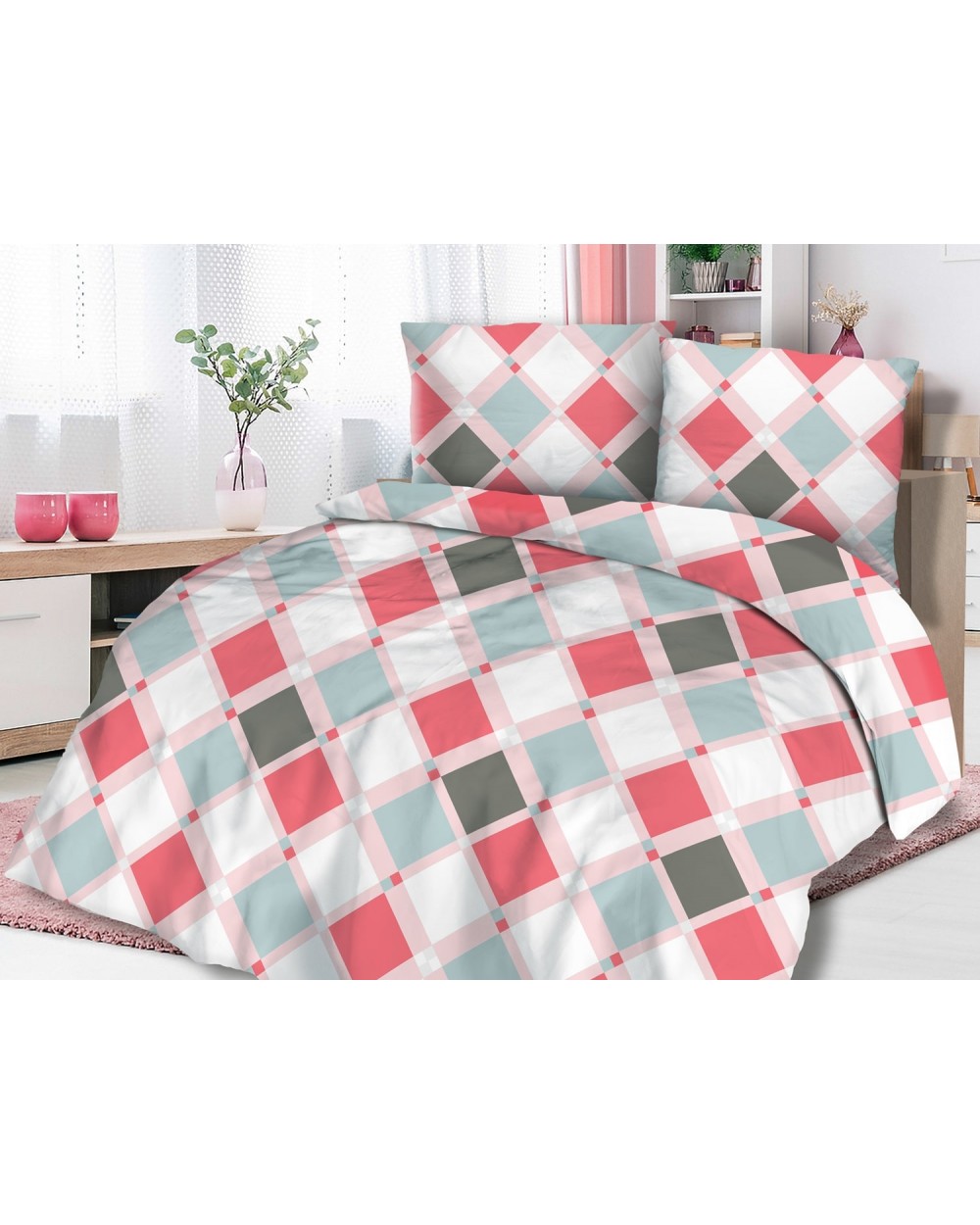 Pościel flanela bawełniana Flanellini 47-2 200x220 + 2x70x80 
