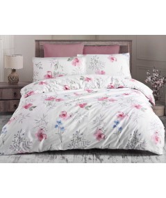 Pościel satyna bawełniana Blomster Pink 200x220 + 2x70x80 Exclusive