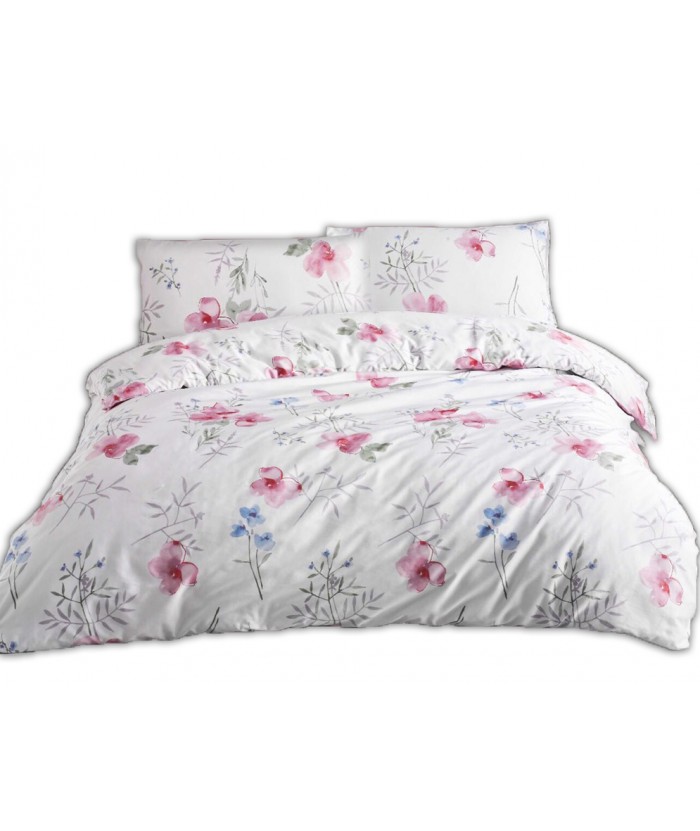 Pościel satyna bawełniana Blomster Pink 200x220 + 2x70x80 Exclusive